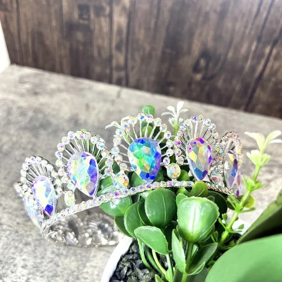 Silver Round Crown for Women, Wedding Headband, Birthday Girl, Prom, Party Gift - Picture 4 of 5